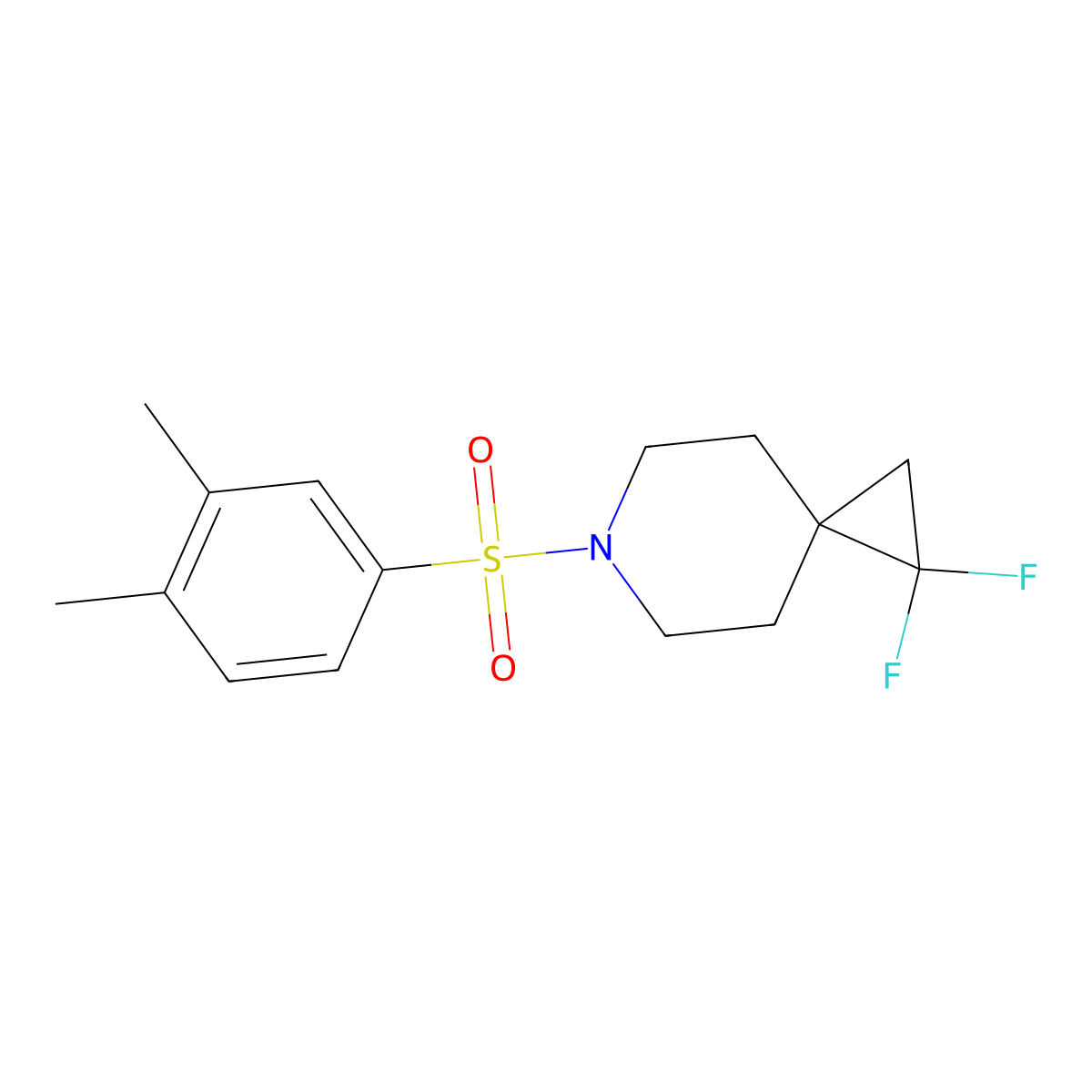 6-((3,4-Dimethylphenyl)sulfonyl)-1,1-difluoro-6-azaspiro[2.5]octane molecular structure, CAS 2310017-29-7