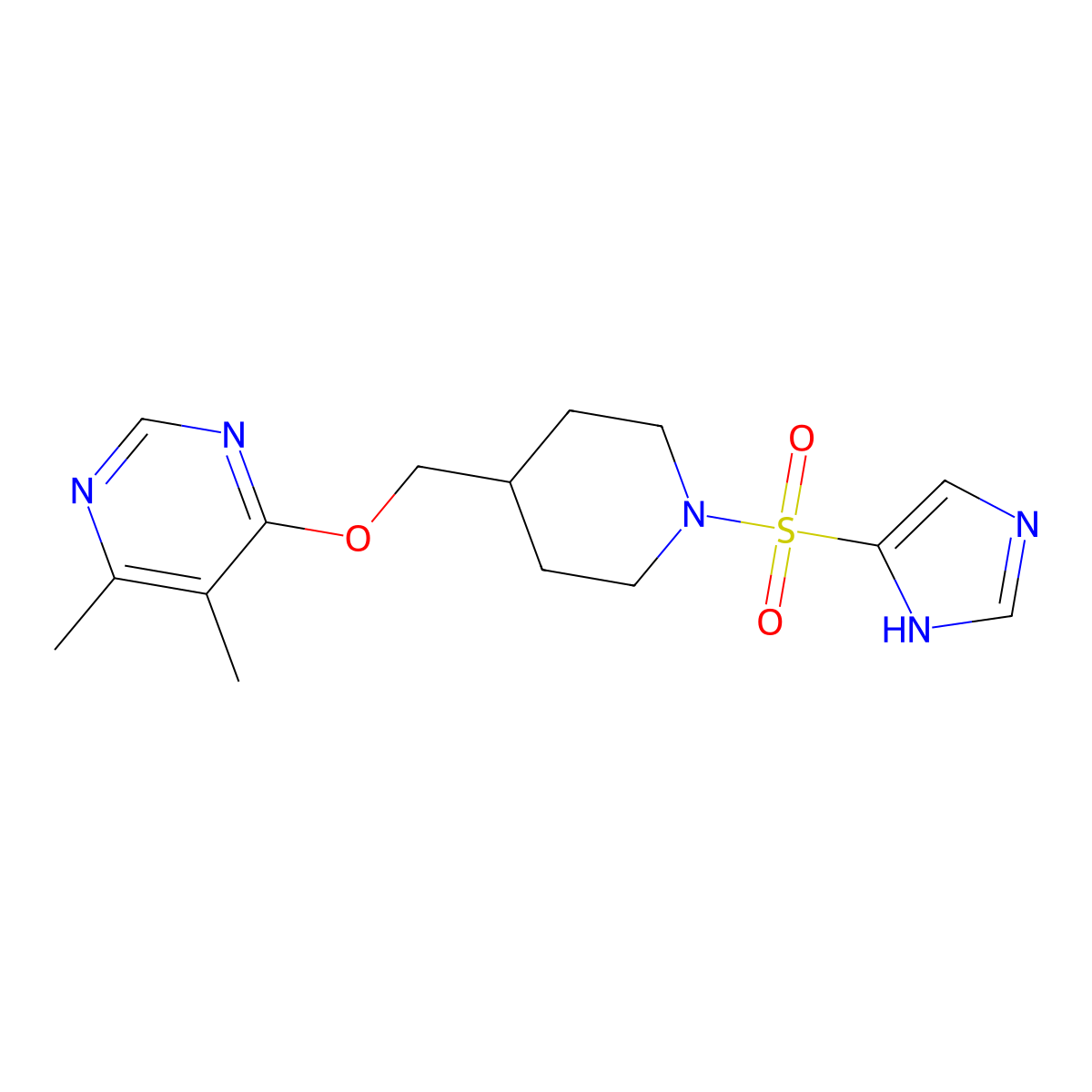 4-{[1-(1H-imidazole-4-sulfonyl)piperidin-4-yl]methoxy}-5,6-dimethylpyrimidine molecular structure, CAS 2310017-52-6