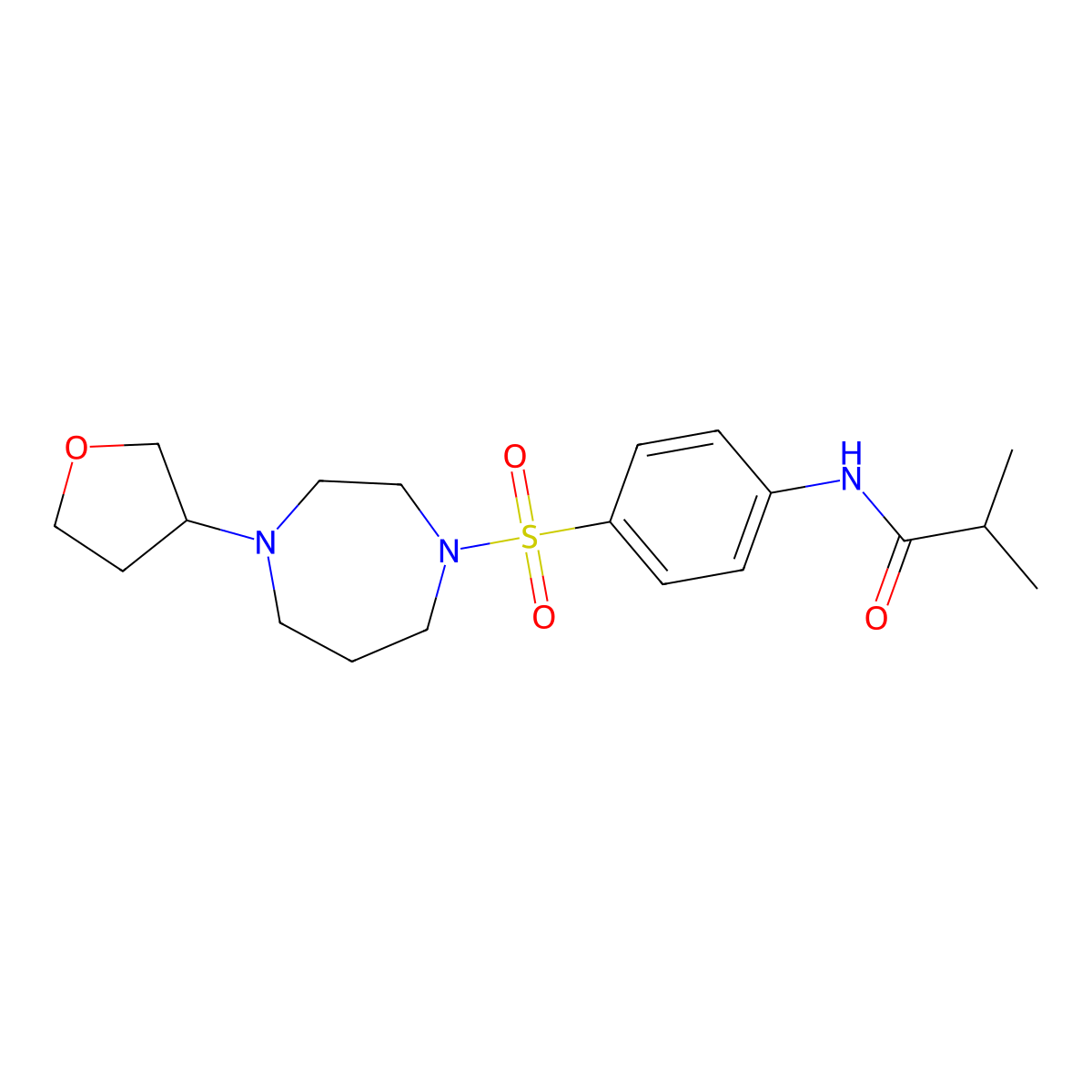 2-methyl-N-(4-{[4-(oxolan-3-yl)-1,4-diazepan-1-yl]sulfonyl}phenyl)propanamide molecular structure, CAS 2310017-65-1