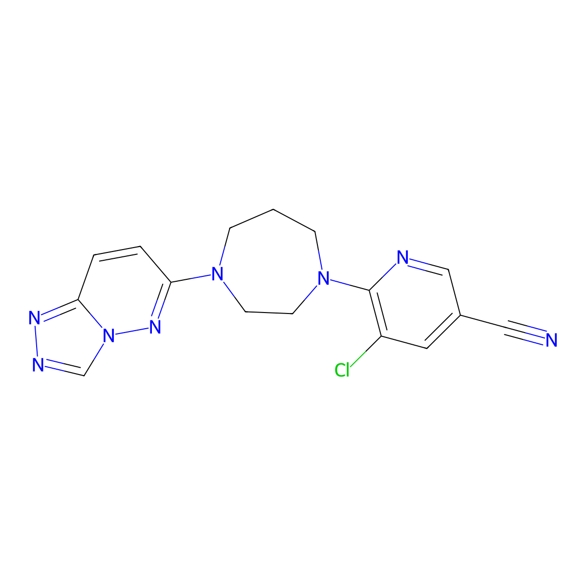 5-Chloro-6-(4-{[1,2,4]triazolo[4,3-b]pyridazin-6-yl}-1,4-diazepan-1-yl)pyridine-3-carbonitrile molecular structure, CAS 2310017-75-3
