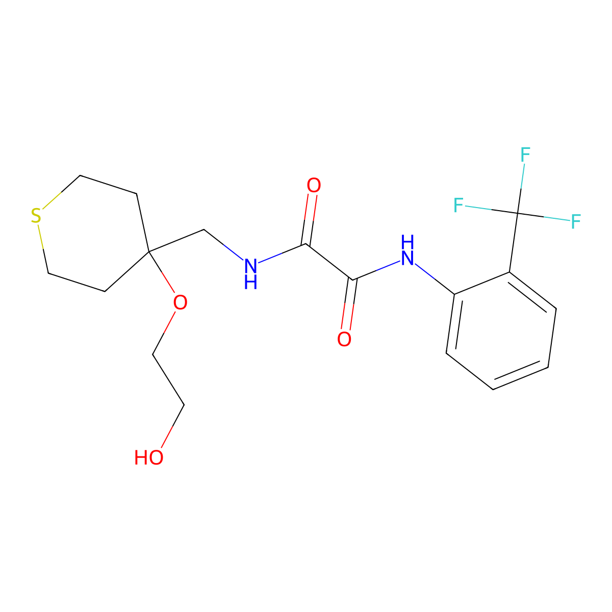 N'-{[4-(2-hydroxyethoxy)thian-4-yl]methyl}-N-[2-(trifluoromethyl)phenyl]ethanediamide molecular structure, CAS 2310017-82-2