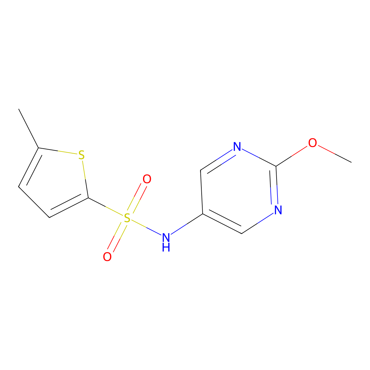 N-(2-methoxypyrimidin-5-yl)-5-methylthiophene-2-sulfonamide molecular structure, CAS 2310017-96-8