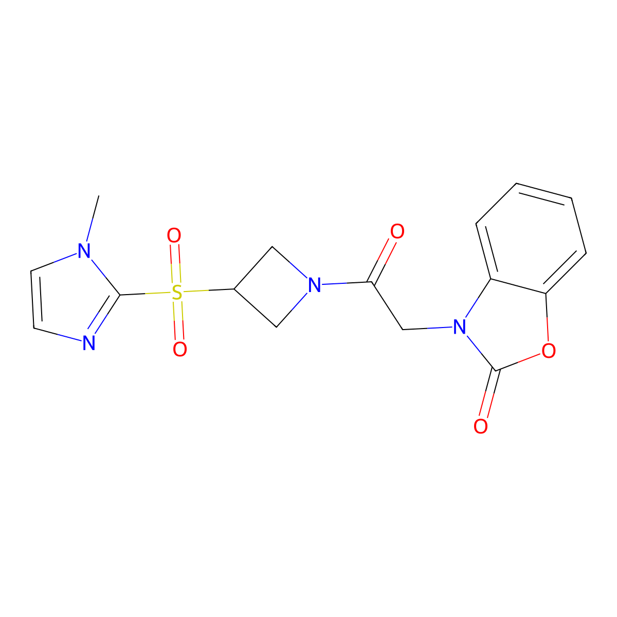 3-(2-(3-((1-methyl-1H-imidazol-2-yl)sulfonyl)azetidin-1-yl)-2-oxoethyl)benzo[d]oxazol-2(3H)-one molecular structure, CAS 2310038-05-0