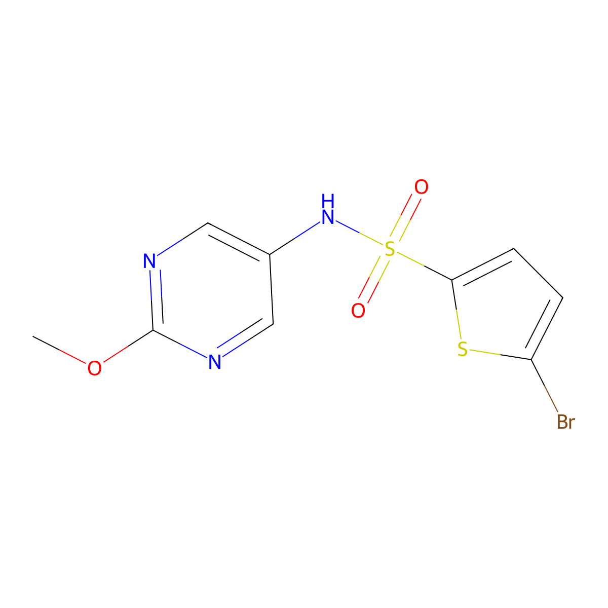 5-bromo-N-(2-methoxypyrimidin-5-yl)thiophene-2-sulfonamide molecular structure, CAS 2310038-16-3