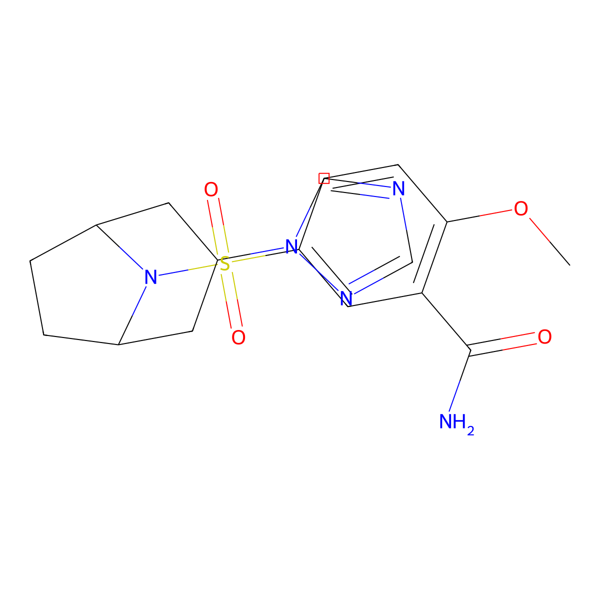 5-(((1R,5S)-3-(1H-1,2,4-triazol-1-yl)-8-azabicyclo[3.2.1]octan-8-yl)sulfonyl)-2-methoxybenzamide molecular structure, CAS 2310038-85-6