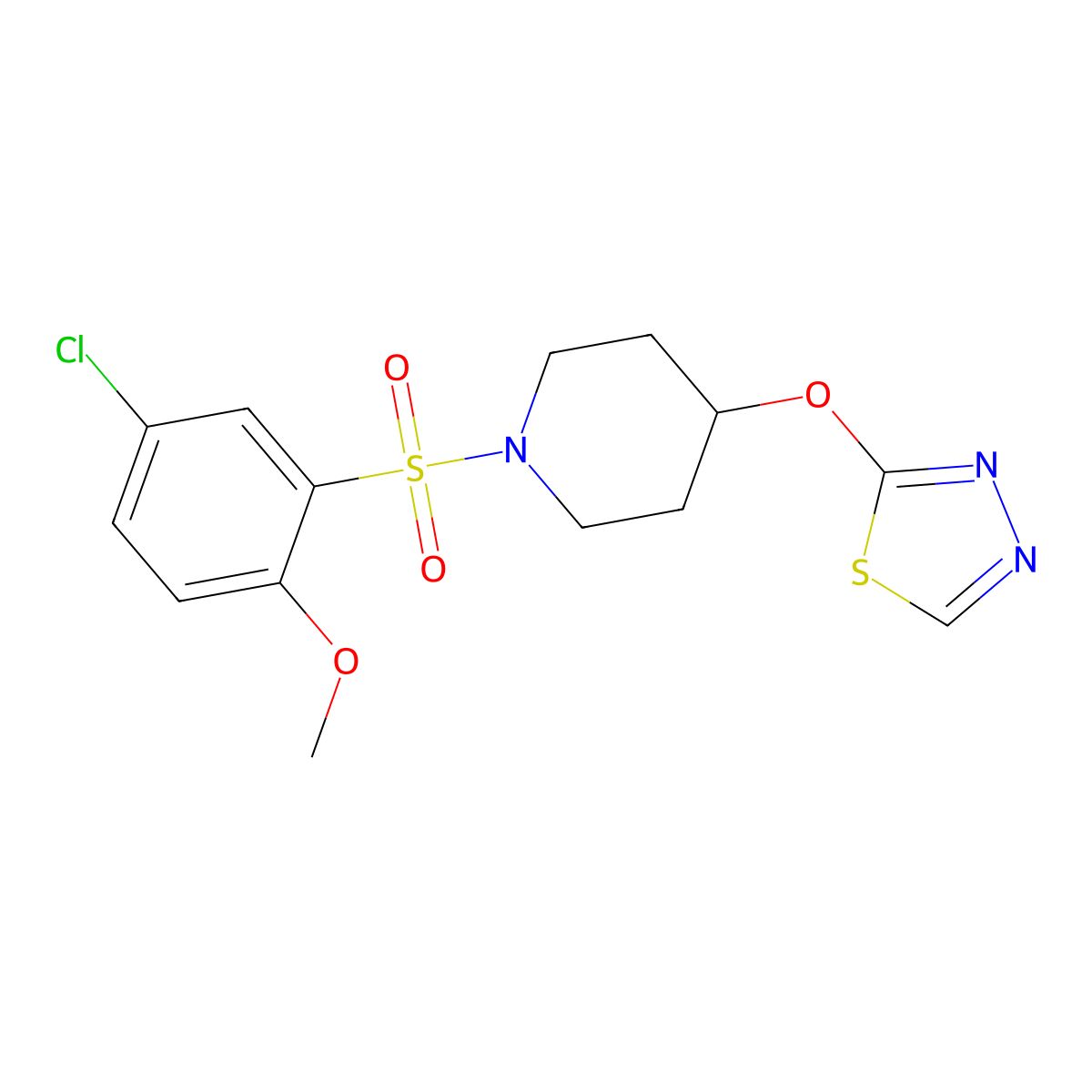 1-(5-Chloro-2-methoxybenzenesulfonyl)-4-(1,3,4-thiadiazol-2-yloxy)piperidine molecular structure, CAS 2310039-41-7