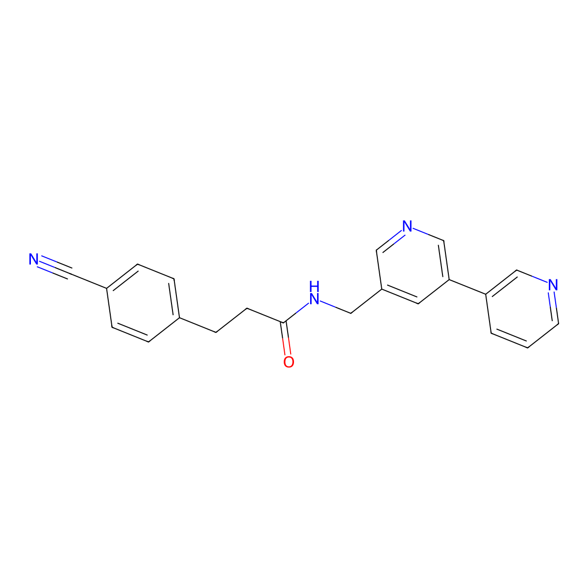 N-([3,3'-bipyridin]-5-ylmethyl)-3-(4-cyanophenyl)propanamide molecular structure, CAS 2310039-83-7