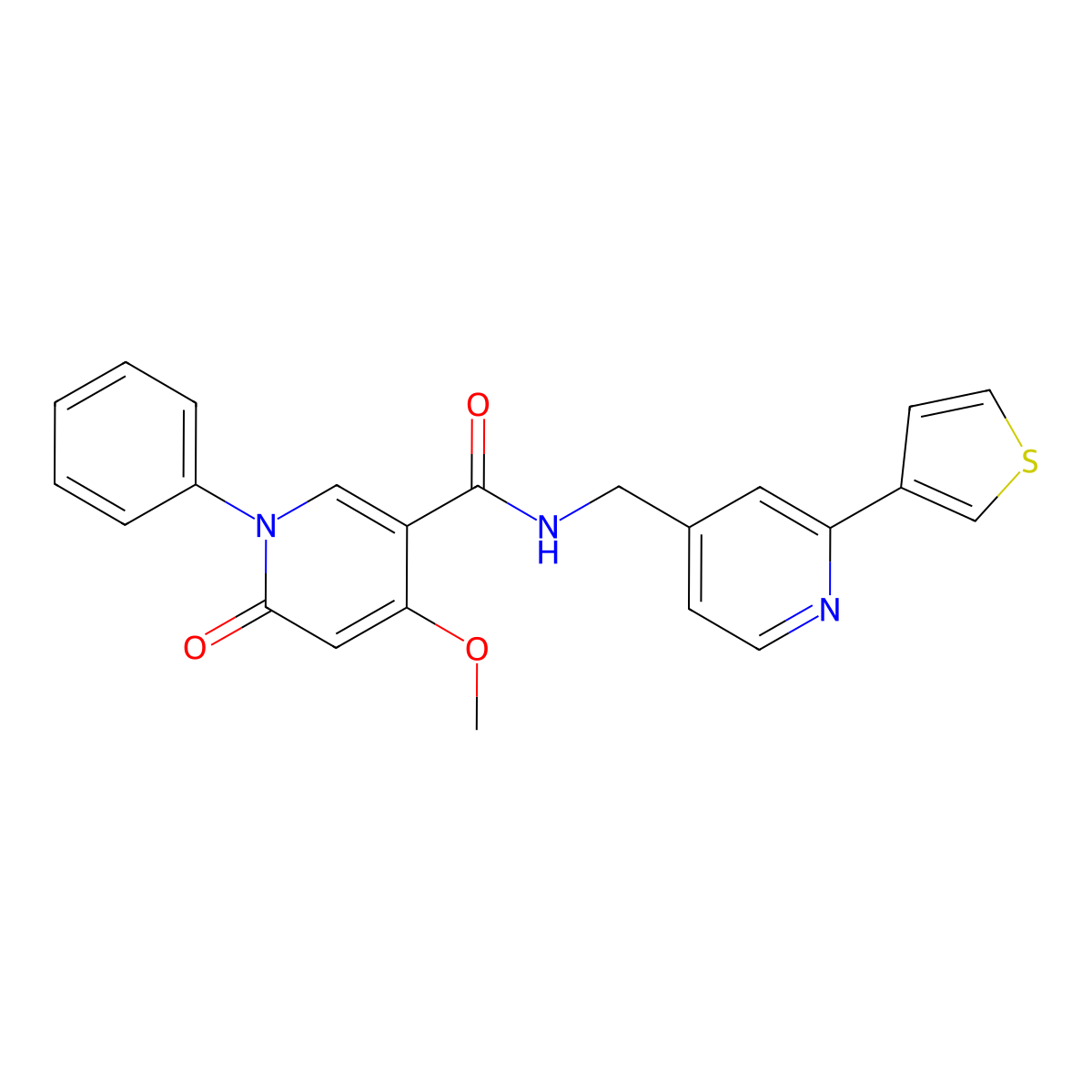 4-methoxy-6-oxo-1-phenyl-N-{[2-(thiophen-3-yl)pyridin-4-yl]methyl}-1,6-dihydropyridine-3-carboxamide molecular structure, CAS 2310040-73-2