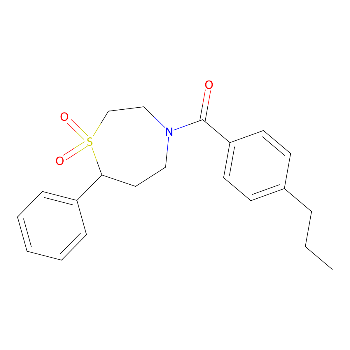 (1,1-Dioxido-7-phenyl-1,4-thiazepan-4-yl)(4-propylphenyl)methanone molecular structure, CAS 2310040-92-5