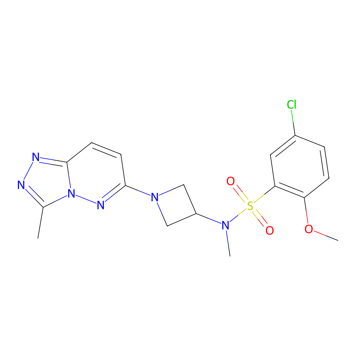 5-chloro-2-methoxy-N-methyl-N-(1-{3-methyl-[1,2,4]triazolo[4,3-b]pyridazin-6-yl}azetidin-3-yl)benzene-1-sulfonamide molecular structure, CAS 2310040-99-2