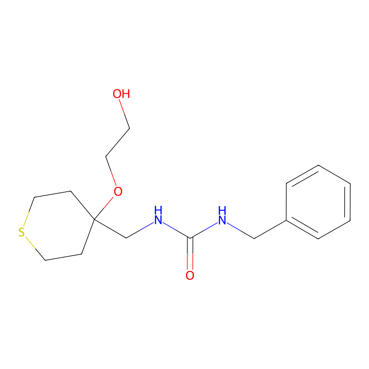 1-Benzyl-3-{[4-(2-hydroxyethoxy)thian-4-yl]methyl}urea molecular structure, CAS 2310041-30-4