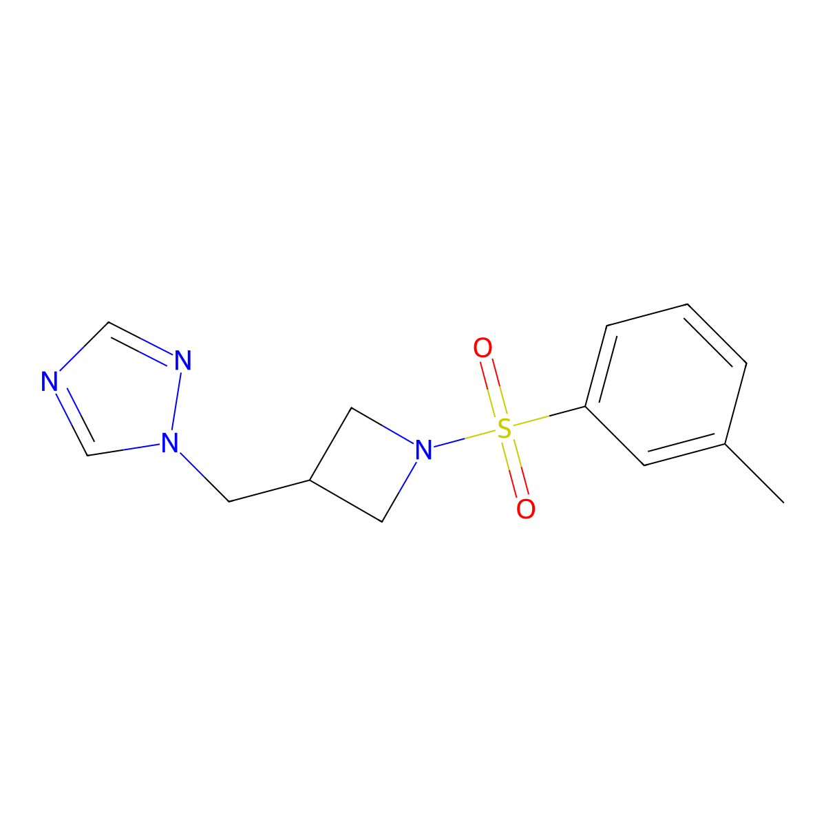 1-{[1-(3-methylbenzenesulfonyl)azetidin-3-yl]methyl}-1H-1,2,4-triazole molecular structure, CAS 2310045-92-0