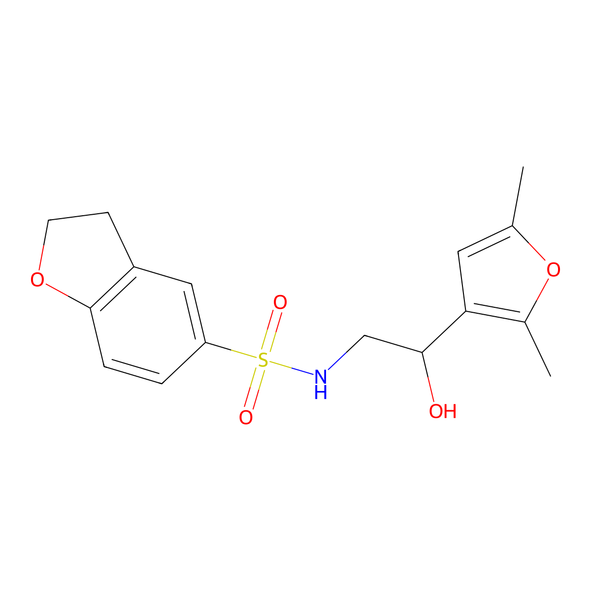 N-[2-(2,5-dimethylfuran-3-yl)-2-hydroxyethyl]-2,3-dihydro-1-benzofuran-5-sulfonamide molecular structure, CAS 2310045-99-7