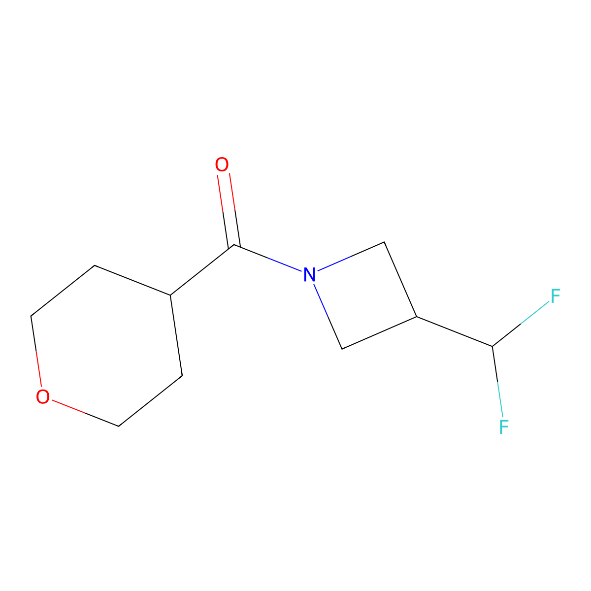 (3-(difluoromethyl)azetidin-1-yl)(tetrahydro-2H-pyran-4-yl)methanone molecular structure, CAS 2310076-69-6