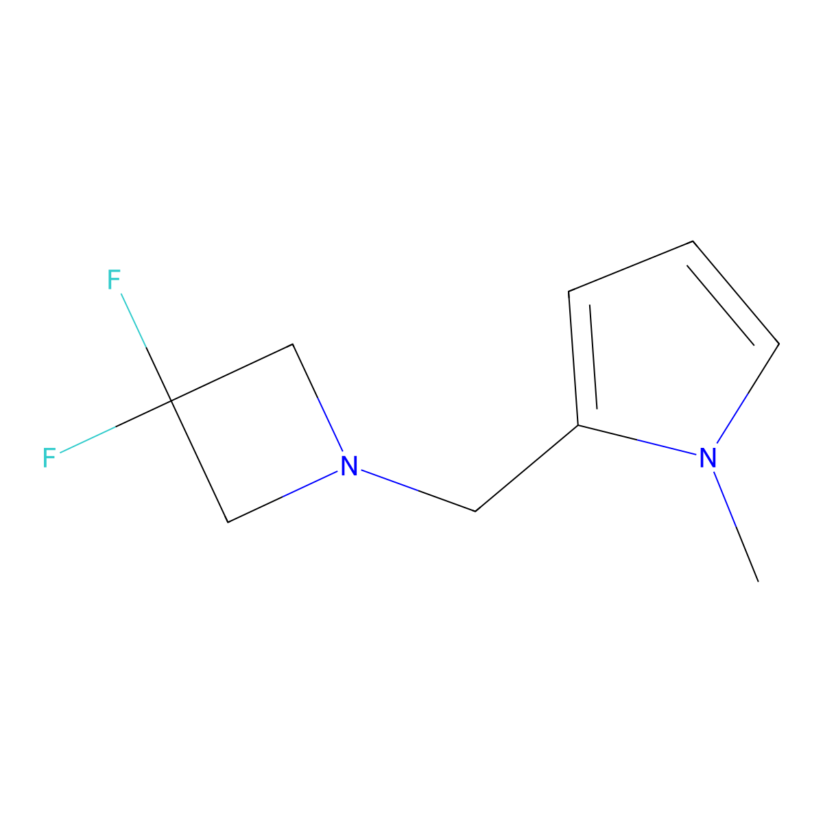 2-[(3,3-difluoroazetidin-1-yl)methyl]-1-methyl-1H-pyrrole molecular structure, CAS 2310076-74-3