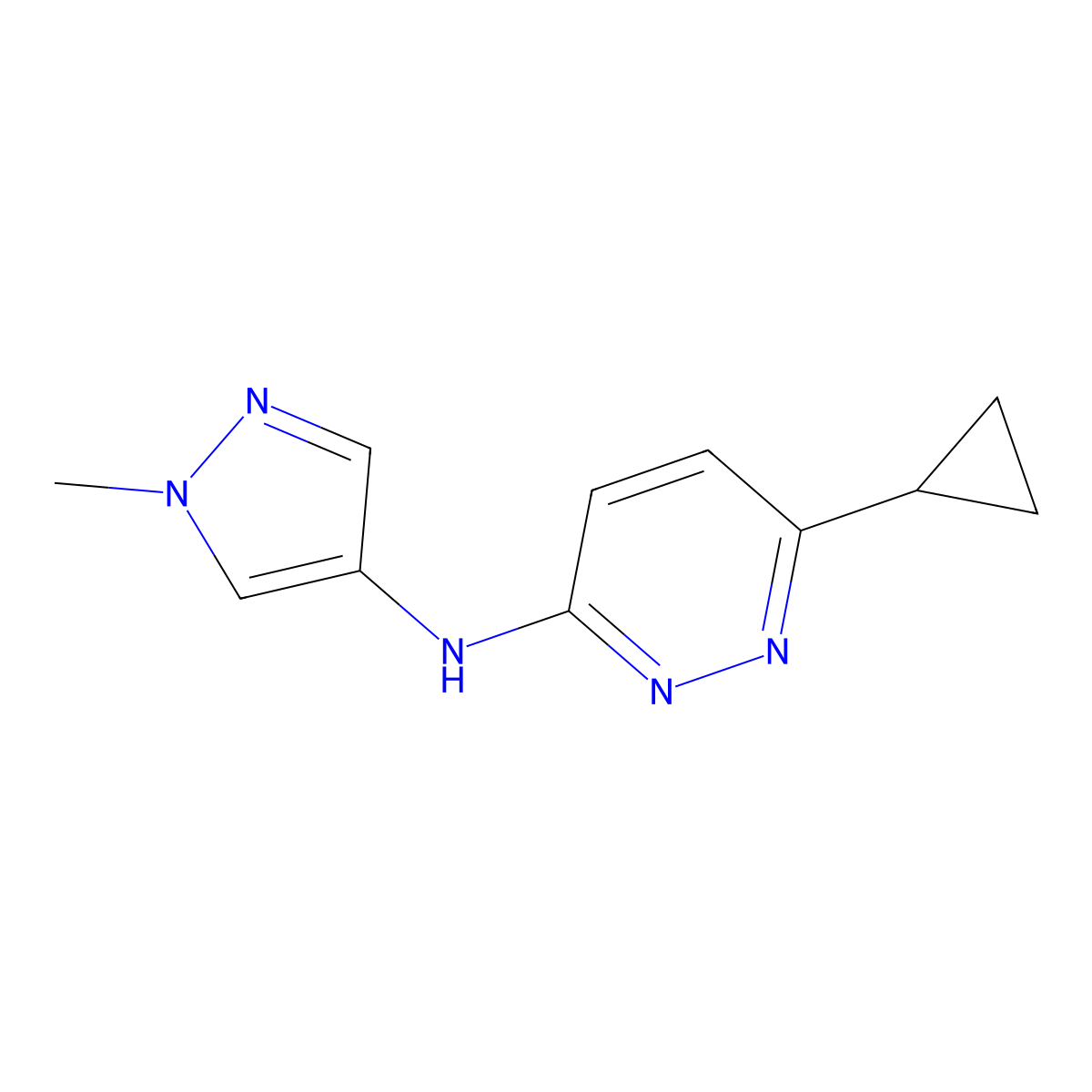 6-cyclopropyl-N-(1-methyl-1H-pyrazol-4-yl)pyridazin-3-amine molecular structure, CAS 2310076-77-6
