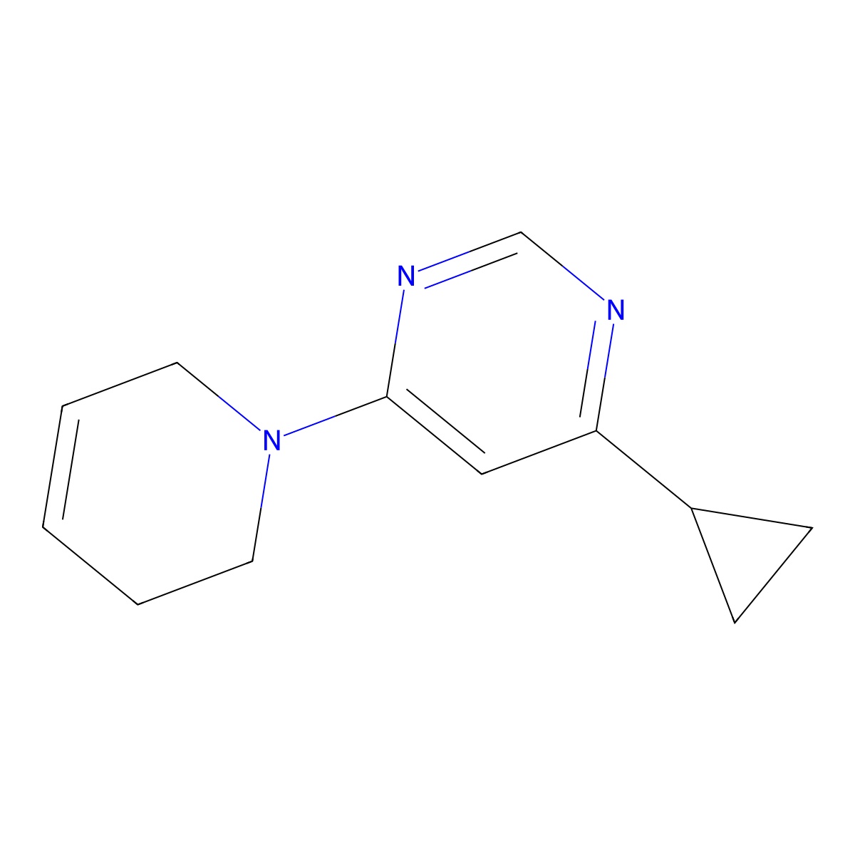 4-Cyclopropyl-6-(1,2,3,6-tetrahydropyridin-1-yl)pyrimidine molecular structure, CAS 2310082-11-0