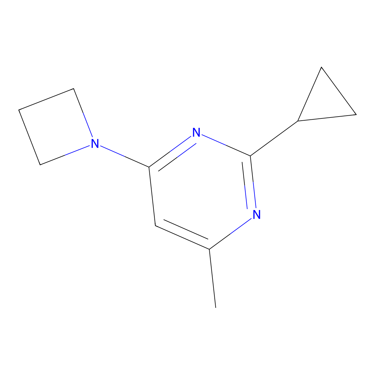 4-(Azetidin-1-yl)-2-cyclopropyl-6-methylpyrimidine molecular structure, CAS 2310082-14-3