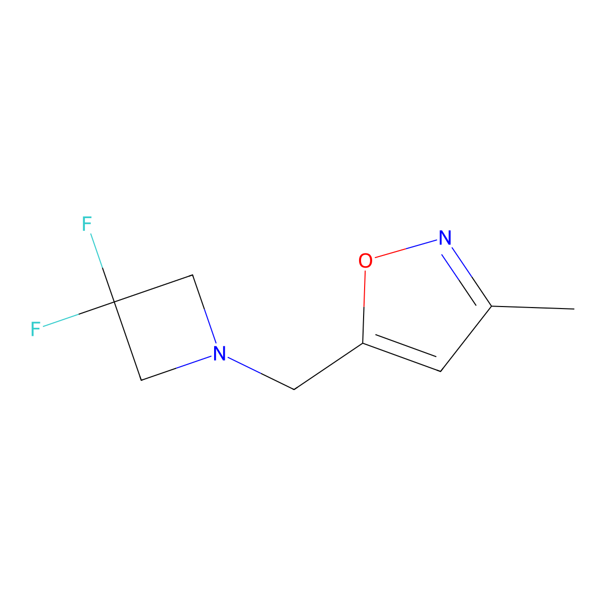5-((3,3-Difluoroazetidin-1-yl)methyl)-3-methylisoxazole molecular structure, CAS 2310082-21-2