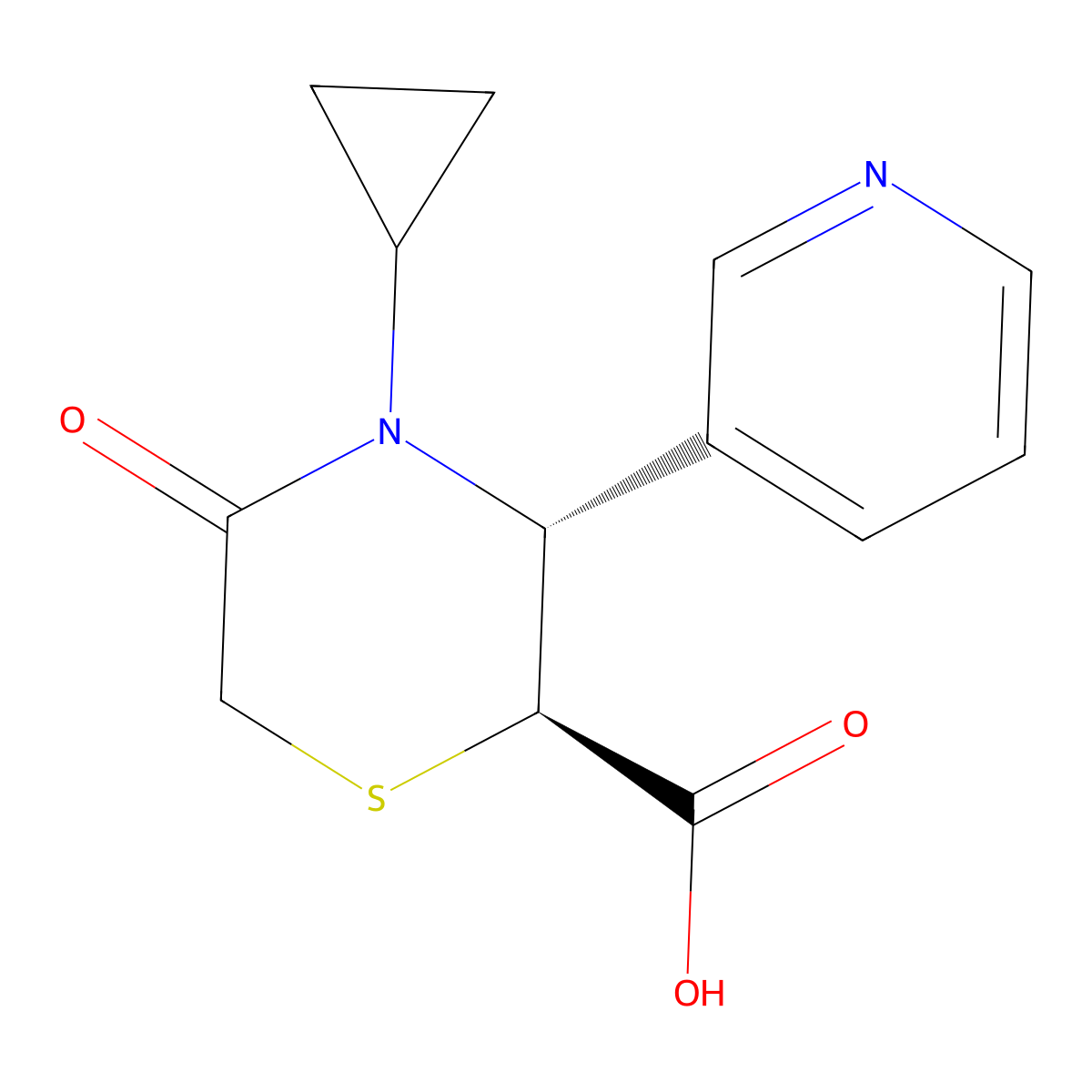 (2S,3R)-4-cyclopropyl-5-oxo-3-(pyridin-3-yl)thiomorpholine-2-carboxylic acid molecular structure, CAS 2310082-29-0
