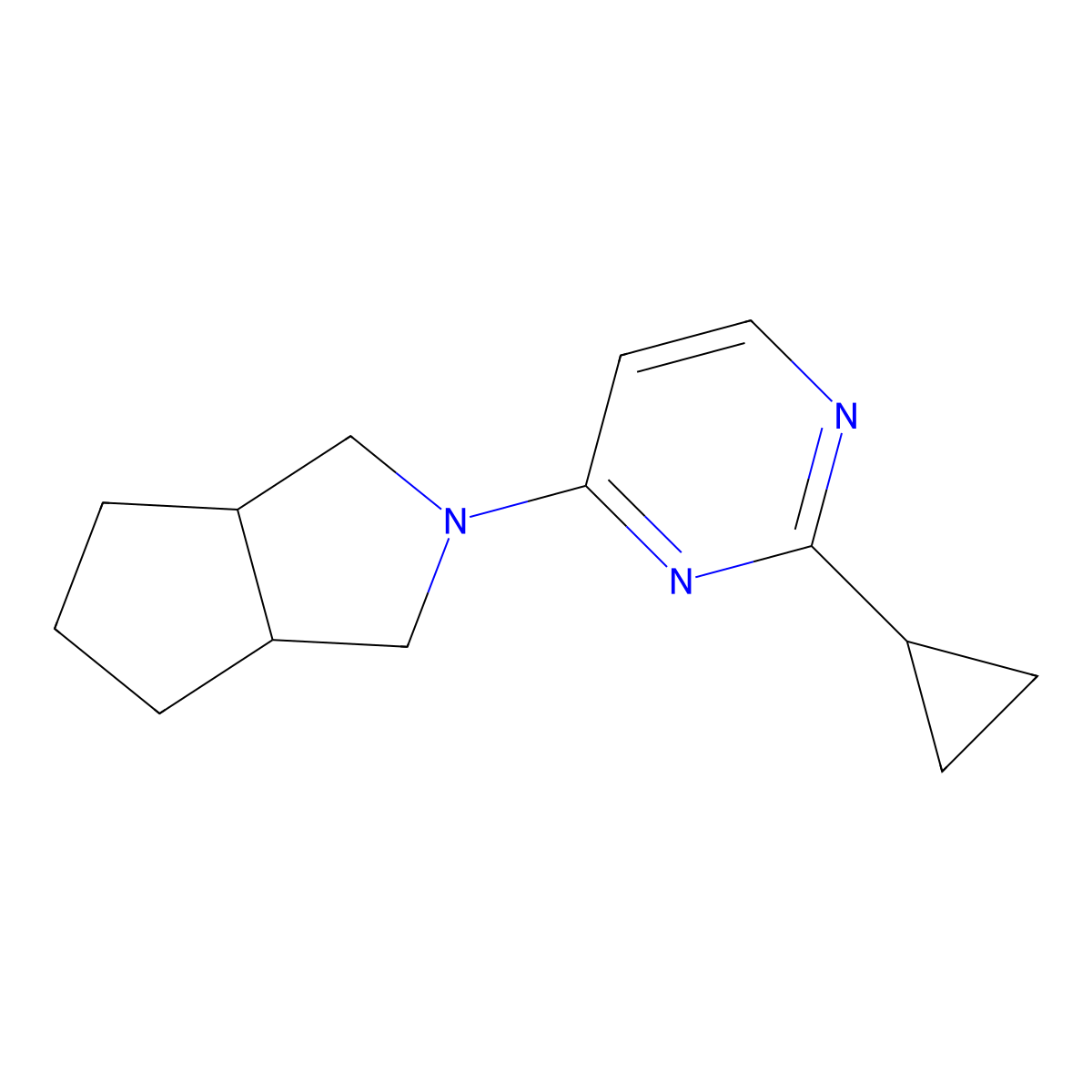 2-Cyclopropyl-4-{octahydrocyclopenta[c]pyrrol-2-yl}pyrimidine molecular structure, CAS 2310082-37-0