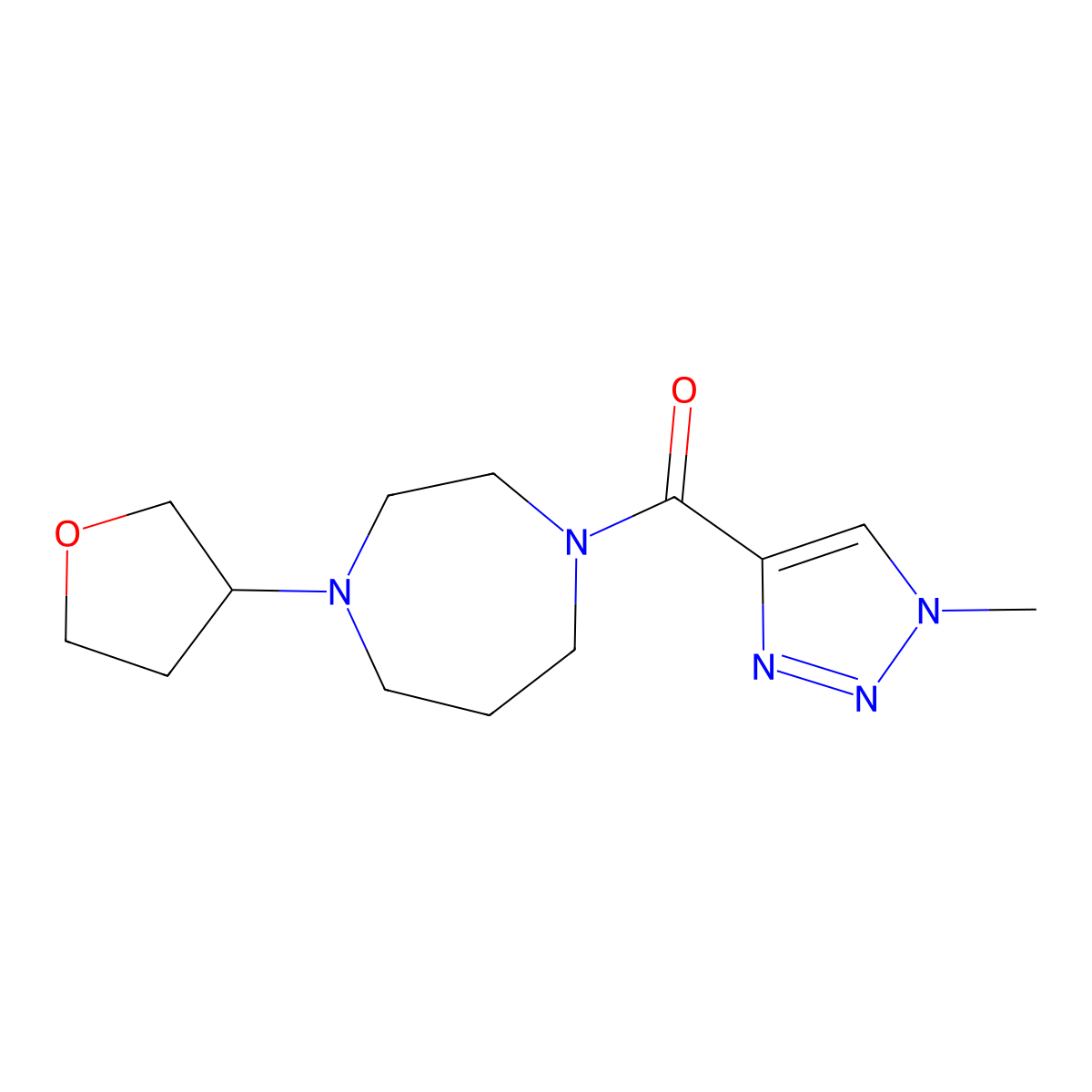 (1-methyl-1H-1,2,3-triazol-4-yl)(4-(tetrahydrofuran-3-yl)-1,4-diazepan-1-yl)methanone molecular structure, CAS 2310082-55-2