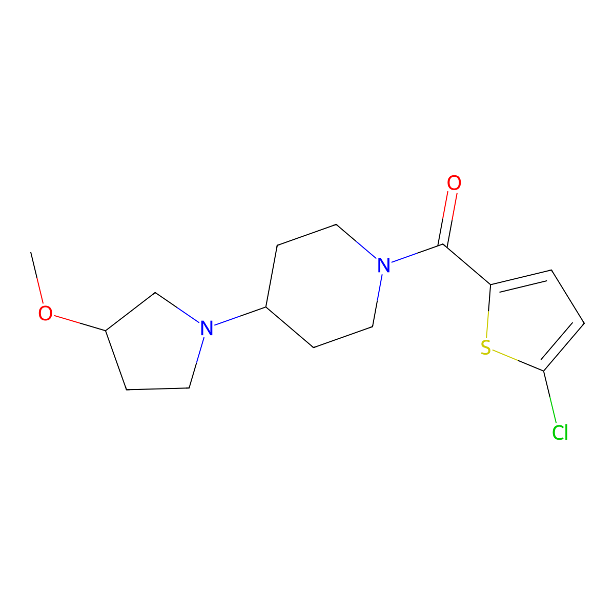 1-(5-Chlorothiophene-2-carbonyl)-4-(3-methoxypyrrolidin-1-yl)piperidine molecular structure, CAS 2310082-65-4