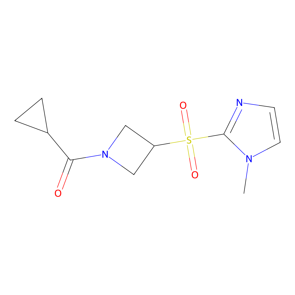 2-[(1-cyclopropanecarbonylazetidin-3-yl)sulfonyl]-1-methyl-1H-imidazole molecular structure, CAS 2310082-87-0