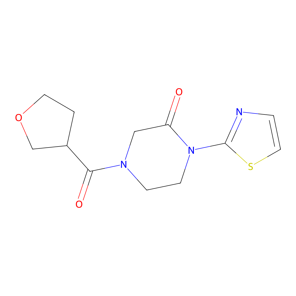 4-(Oxolane-3-carbonyl)-1-(1,3-thiazol-2-yl)piperazin-2-one molecular structure, CAS 2310083-07-7