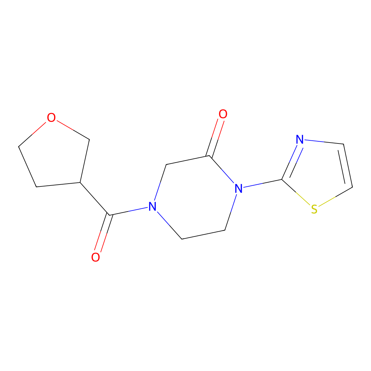 4-(Oxolane-3-carbonyl)-1-(1,3-thiazol-2-yl)piperazin-2-one molecular structure, CAS 2310083-07-7