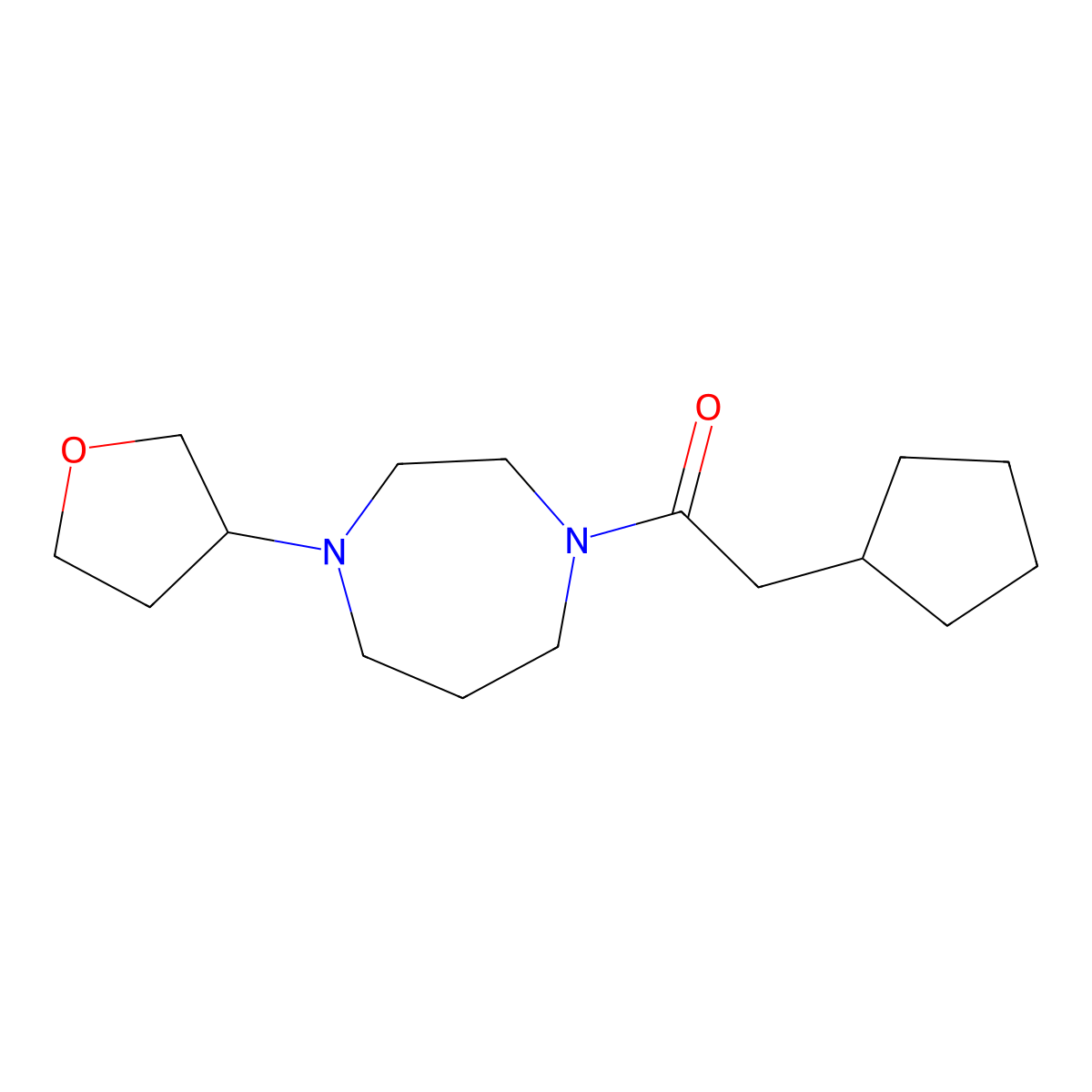 2-Cyclopentyl-1-[4-(oxolan-3-yl)-1,4-diazepan-1-yl]ethan-1-one molecular structure, CAS 2310083-54-4