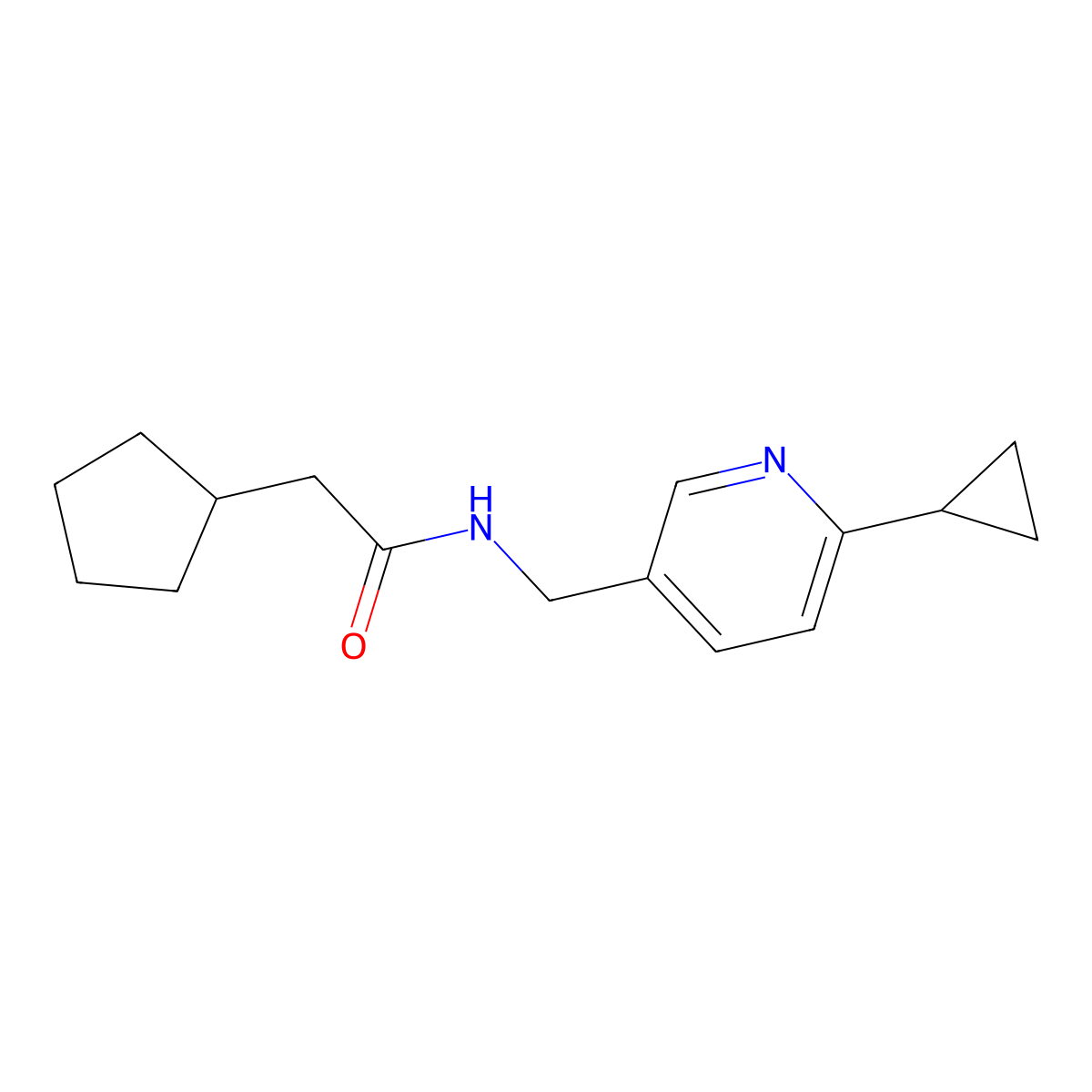 2-cyclopentyl-N-[(6-cyclopropylpyridin-3-yl)methyl]acetamide molecular structure, CAS 2310083-87-3