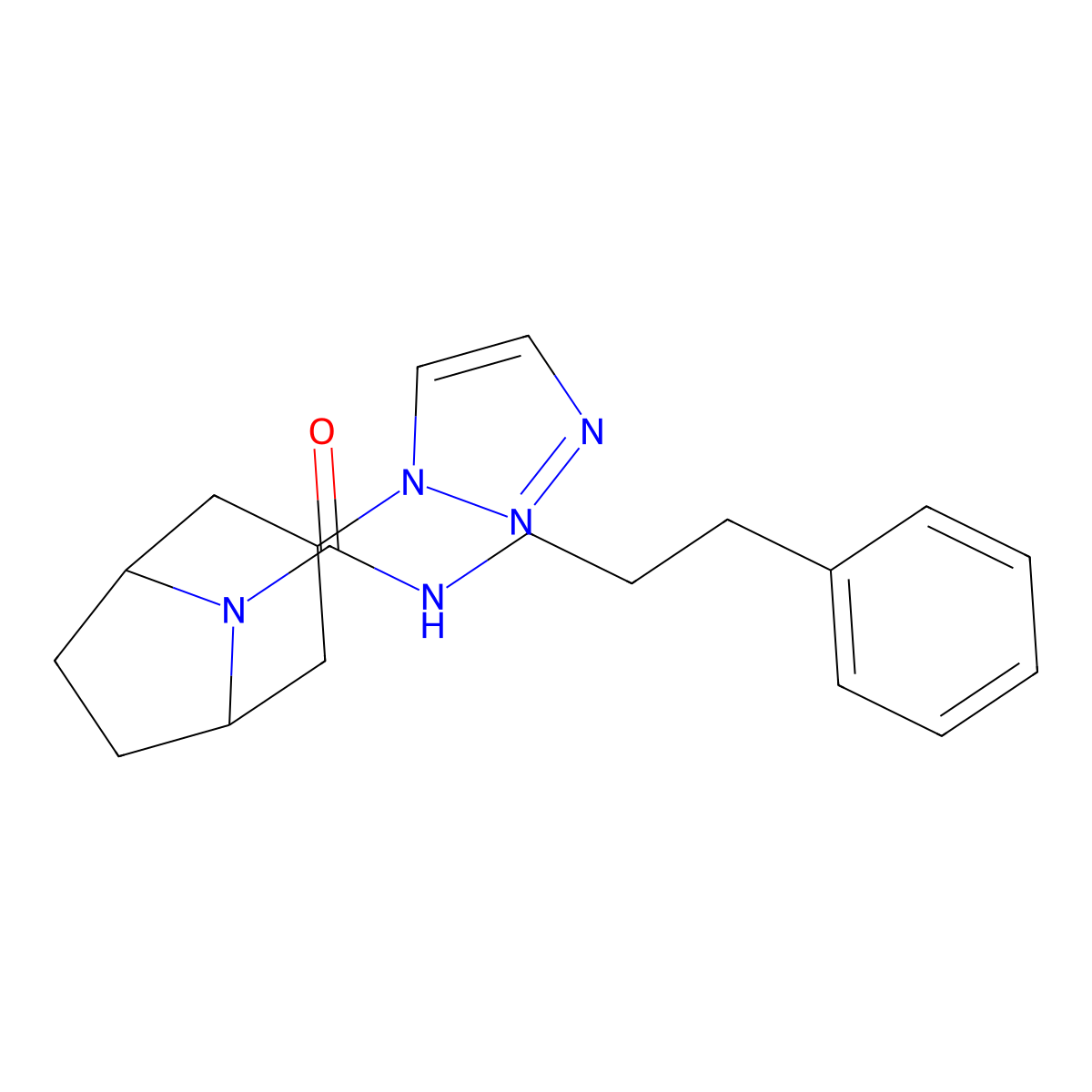 N-(3-phenylpropyl)-3-(1H-1,2,3-triazol-1-yl)-8-azabicyclo[3.2.1]octane-8-carboxamide molecular structure, CAS 2310096-61-6