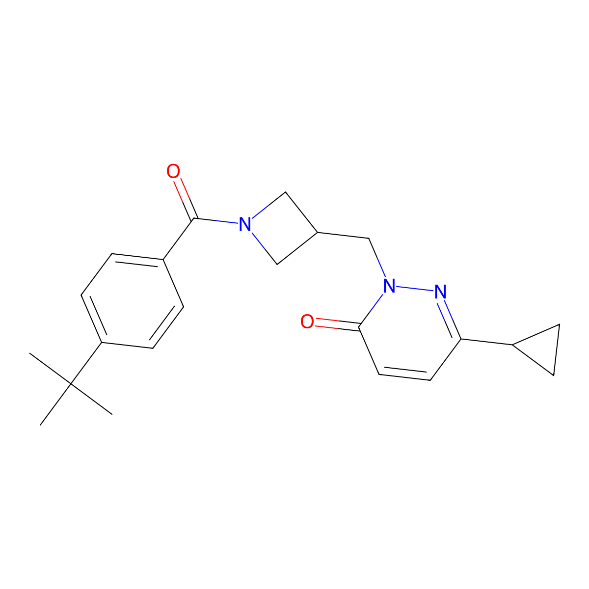 2-{[1-(4-Tert-butylbenzoyl)azetidin-3-yl]methyl}-6-cyclopropyl-2,3-dihydropyridazin-3-one molecular structure, CAS 2310096-62-7