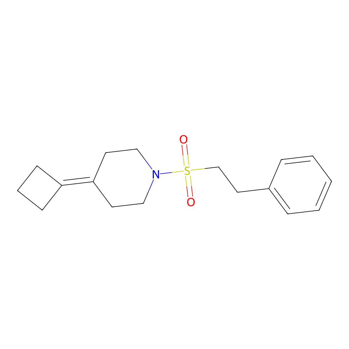 4-Cyclobutylidene-1-(2-phenylethanesulfonyl)piperidine molecular structure, CAS 2310096-63-8
