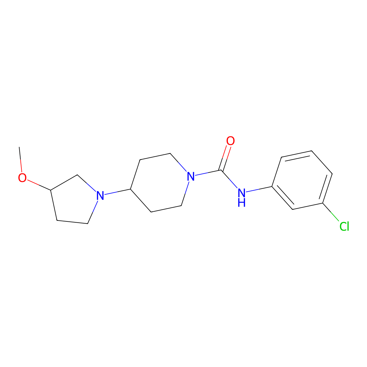 N-(3-chlorophenyl)-4-(3-methoxypyrrolidin-1-yl)piperidine-1-carboxamide molecular structure, CAS 2310096-66-1