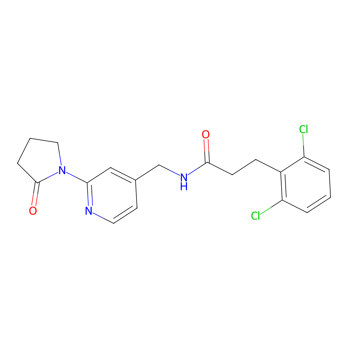 3-(2,6-dichlorophenyl)-N-((2-(2-oxopyrrolidin-1-yl)pyridin-4-yl)methyl)propanamide molecular structure, CAS 2310096-68-3