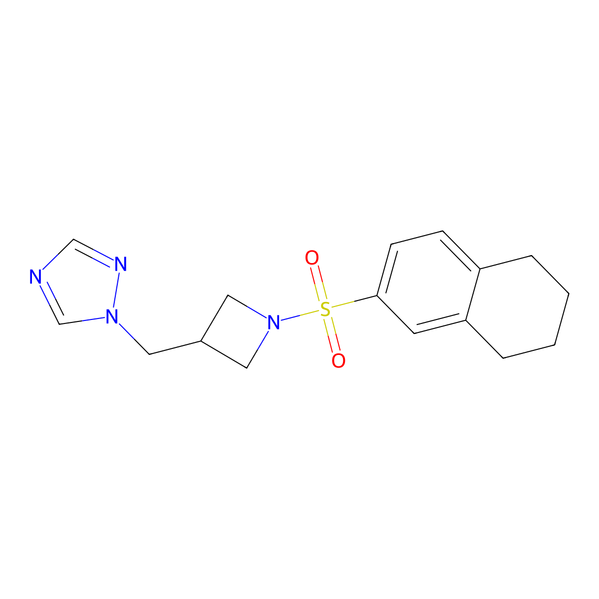 1-((1-((5,6,7,8-tetrahydronaphthalen-2-yl)sulfonyl)azetidin-3-yl)methyl)-1H-1,2,4-triazole molecular structure, CAS 2310096-92-3