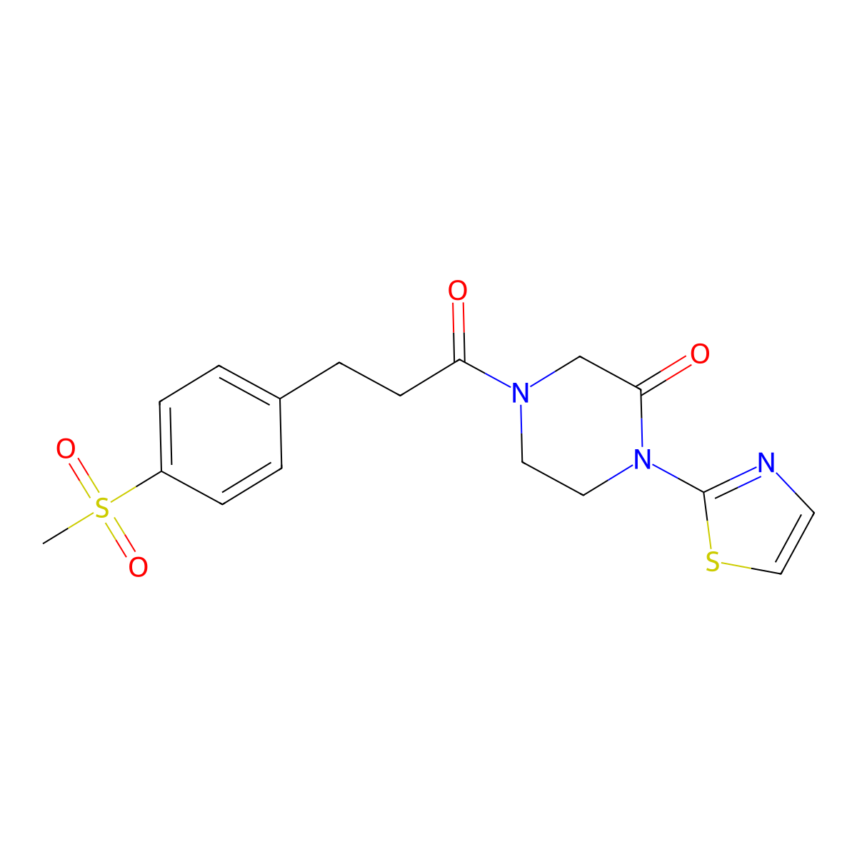4-[3-(4-Methanesulfonylphenyl)propanoyl]-1-(1,3-thiazol-2-yl)piperazin-2-one molecular structure, CAS 2310097-00-6