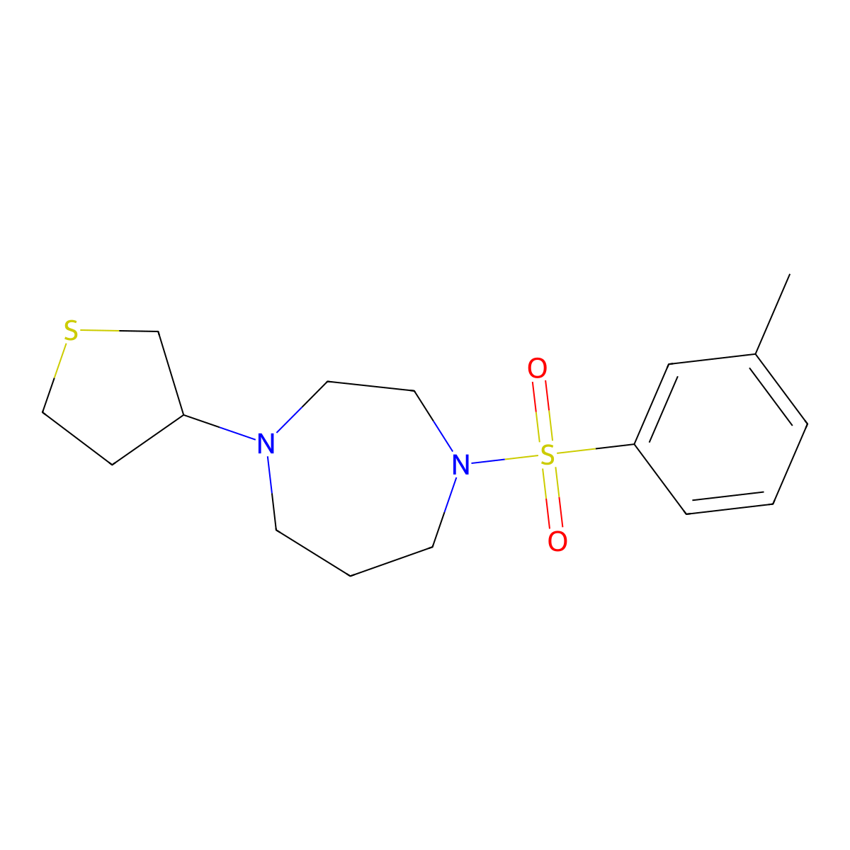 1-(Tetrahydrothiophen-3-yl)-4-(m-tolylsulfonyl)-1,4-diazepane molecular structure, CAS 2310097-17-5