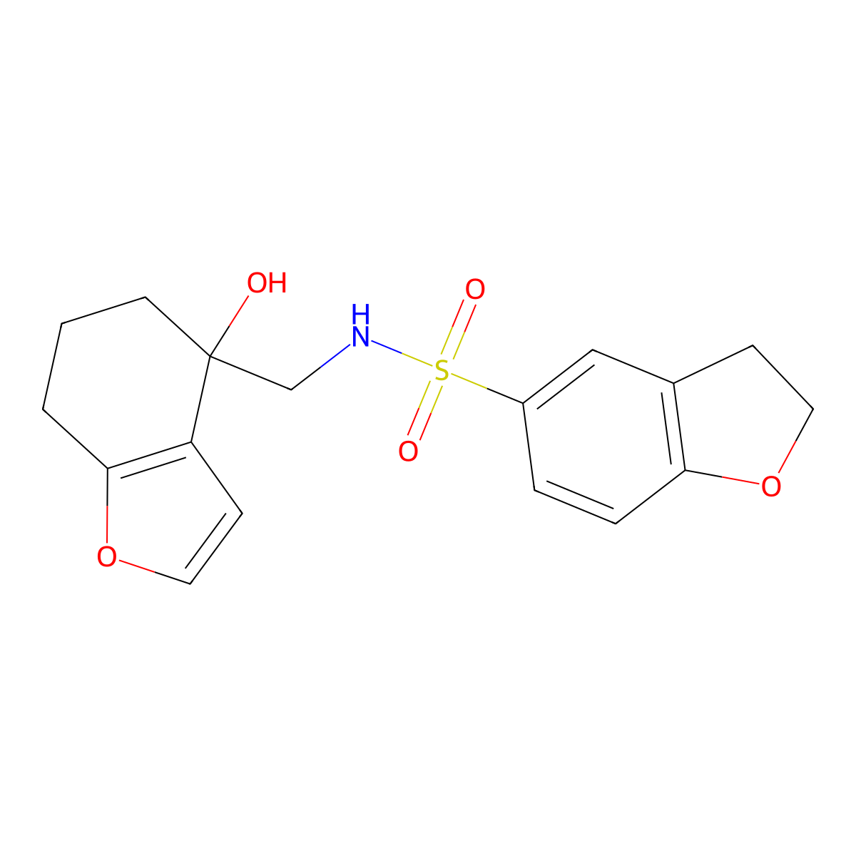 N-[(4-hydroxy-4,5,6,7-tetrahydro-1-benzofuran-4-yl)methyl]-2,3-dihydro-1-benzofuran-5-sulfonamide molecular structure, CAS 2310097-18-6