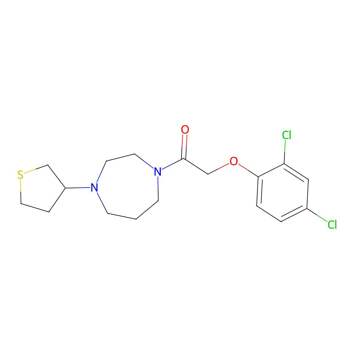 2-(2,4-Dichlorophenoxy)-1-[4-(thiolan-3-yl)-1,4-diazepan-1-yl]ethan-1-one molecular structure, CAS 2310097-25-5