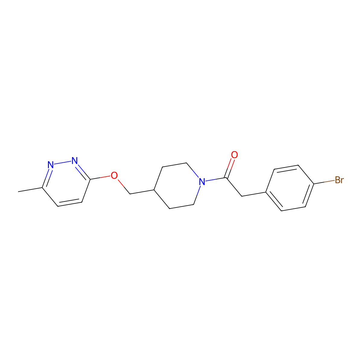 2-(4-Bromophenyl)-1-(4-{[(6-methylpyridazin-3-yl)oxy]methyl}piperidin-1-yl)ethan-1-one molecular structure, CAS 2310097-46-0