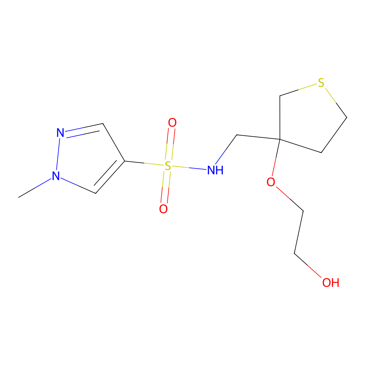 N-{[3-(2-hydroxyethoxy)thiolan-3-yl]methyl}-1-methyl-1H-pyrazole-4-sulfonamide molecular structure, CAS 2310097-61-9