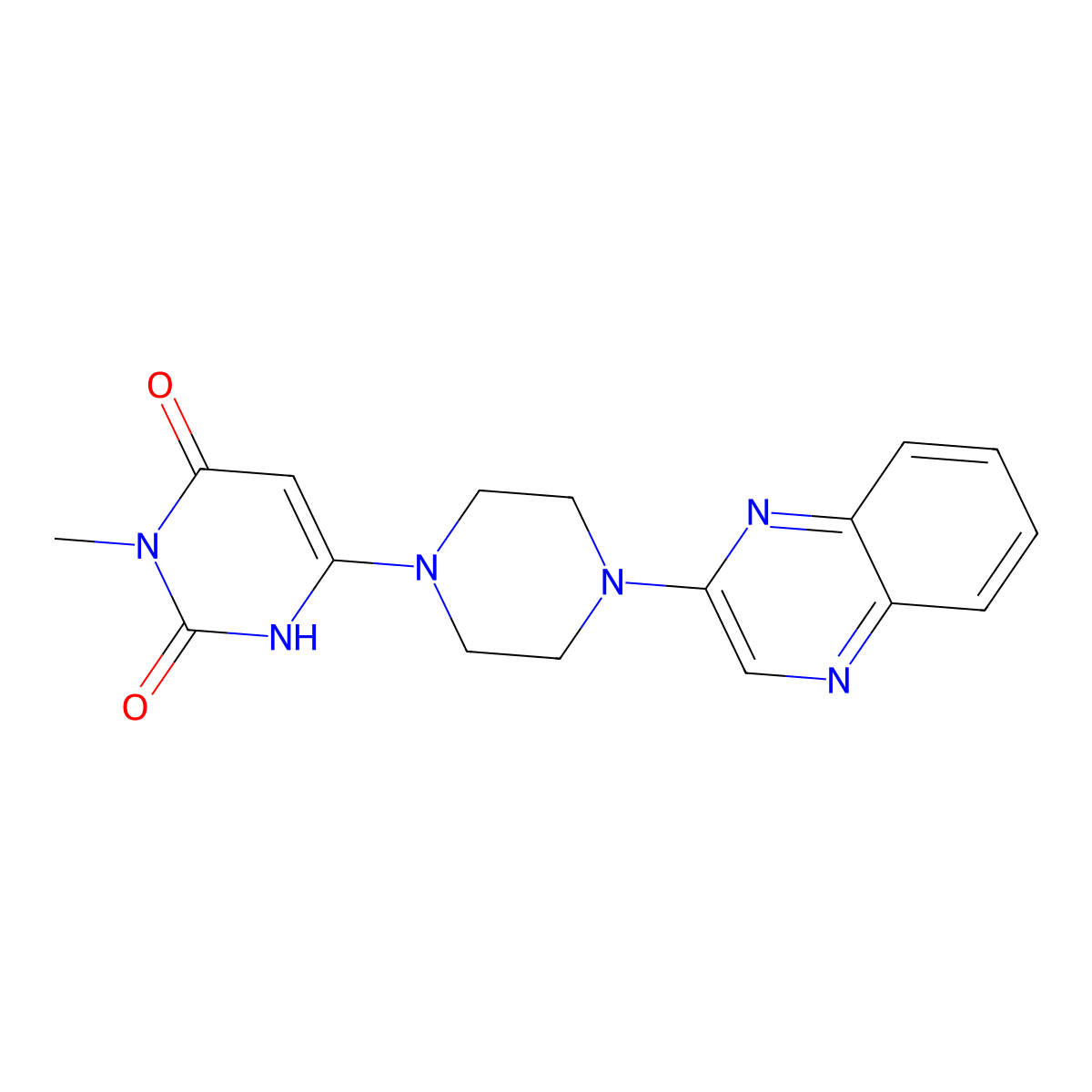 3-methyl-6-(4-(quinoxalin-2-yl)piperazin-1-yl)pyrimidine-2,4(1H,3H)-dione molecular structure, CAS 2310098-01-0