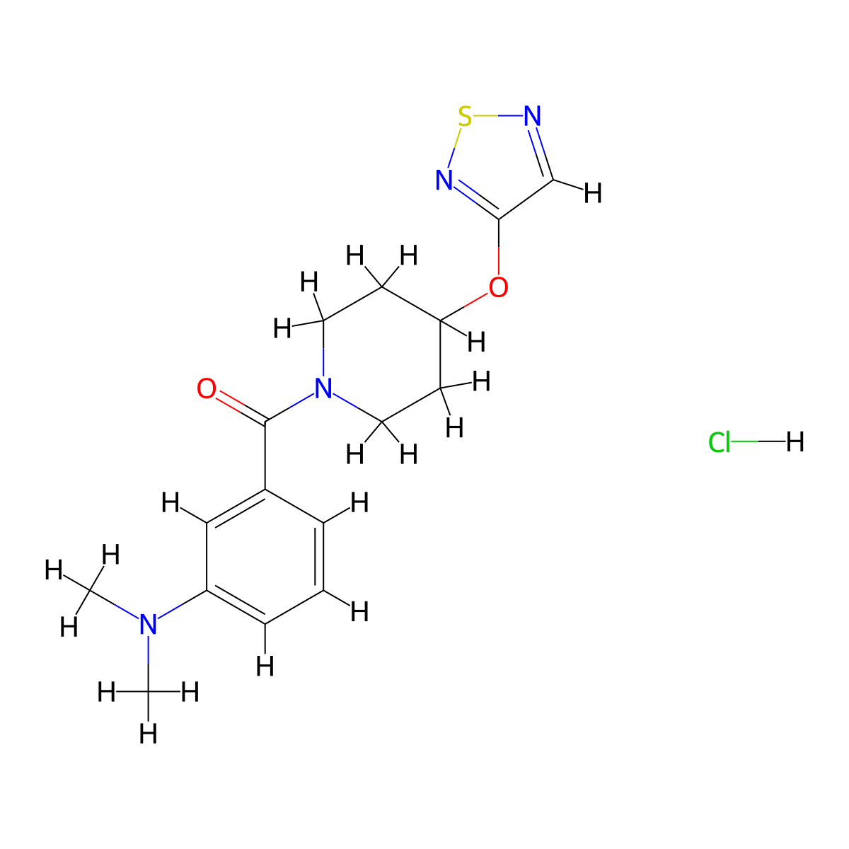 N,N-dimethyl-3-[4-(1,2,5-thiadiazol-3-yloxy)piperidine-1-carbonyl]aniline hydrochloride molecular structure, CAS 2310098-03-2