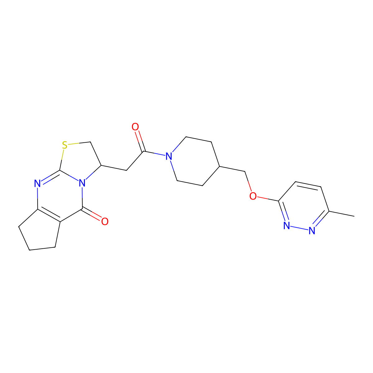 12-[2-(4-{[(6-Methylpyridazin-3-yl)oxy]methyl}piperidin-1-yl)-2-oxoethyl]-10-thia-1,8-diazatricyclo[7.3.0.0^{3,7}]dodeca-3(7),8-dien-2-one molecular structure, CAS 2310098-08-7