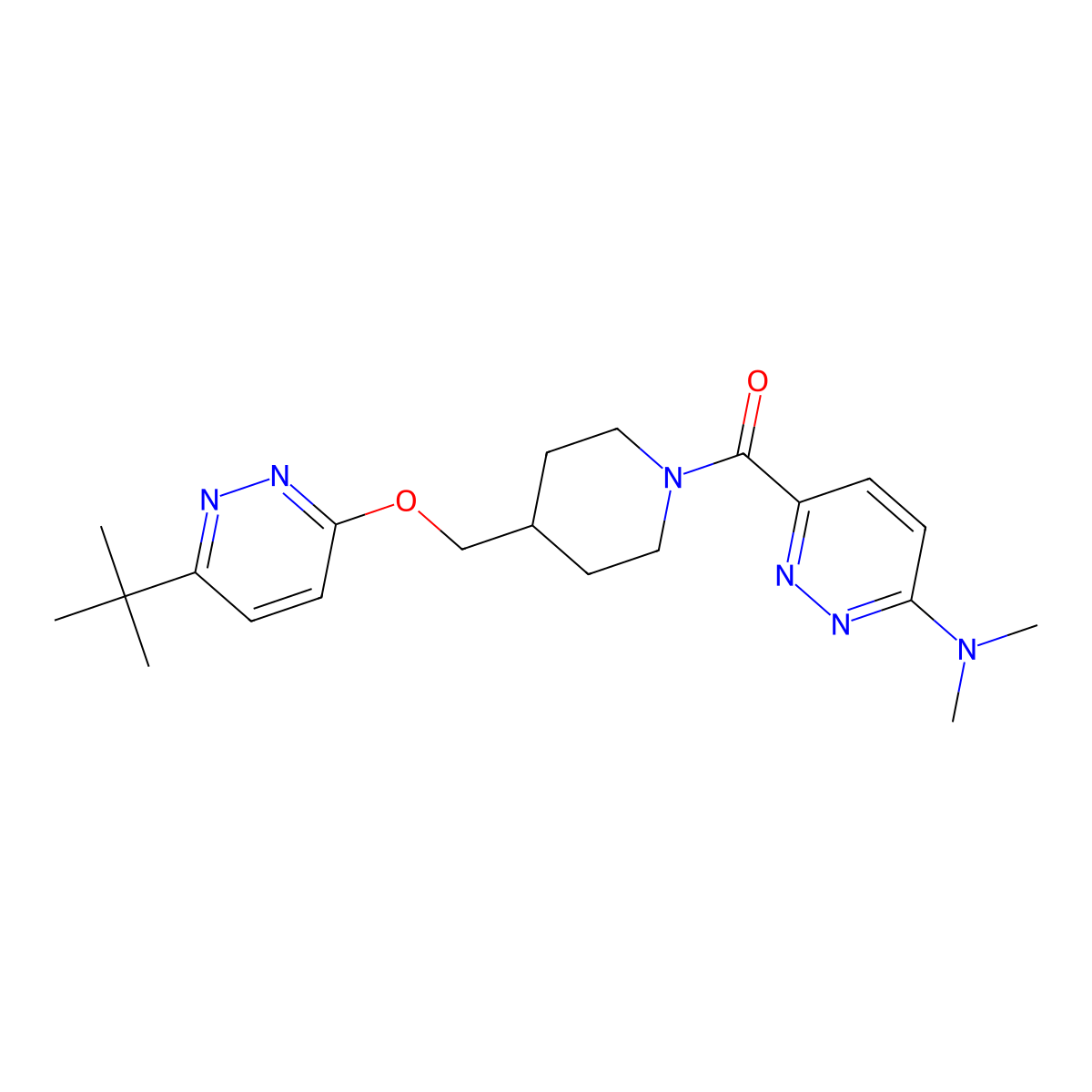 6-(4-{[(6-tert-butylpyridazin-3-yl)oxy]methyl}piperidine-1-carbonyl)-N,N-dimethylpyridazin-3-amine molecular structure, CAS 2310098-31-6