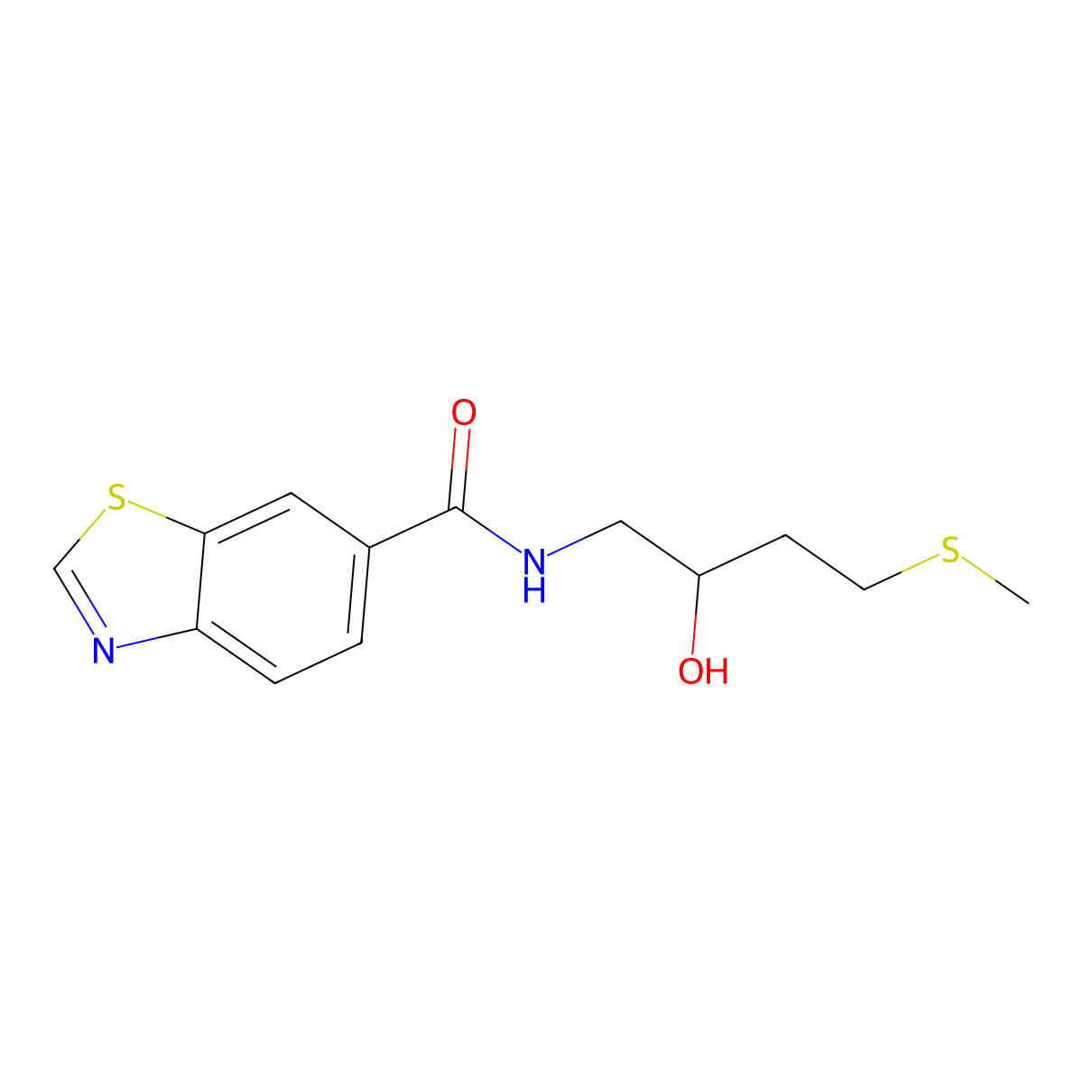 N-[2-hydroxy-4-(methylsulfanyl)butyl]-1,3-benzothiazole-6-carboxamide molecular structure, CAS 2310098-37-2
