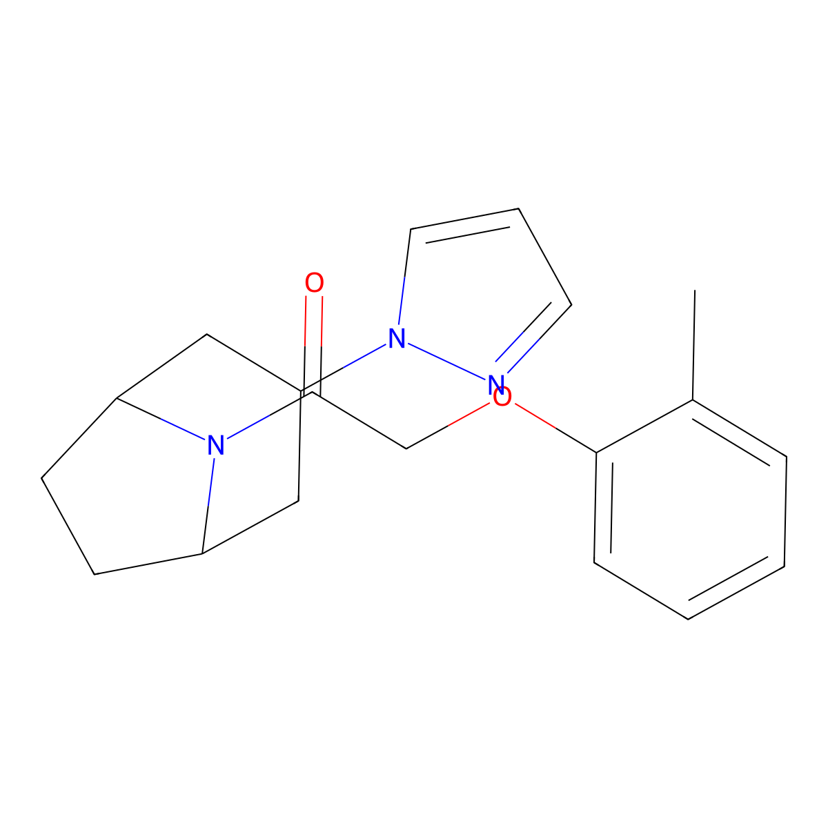 2-(2-methylphenoxy)-1-[3-(1H-pyrazol-1-yl)-8-azabicyclo[3.2.1]octan-8-yl]ethan-1-one molecular structure, CAS 2310098-46-3